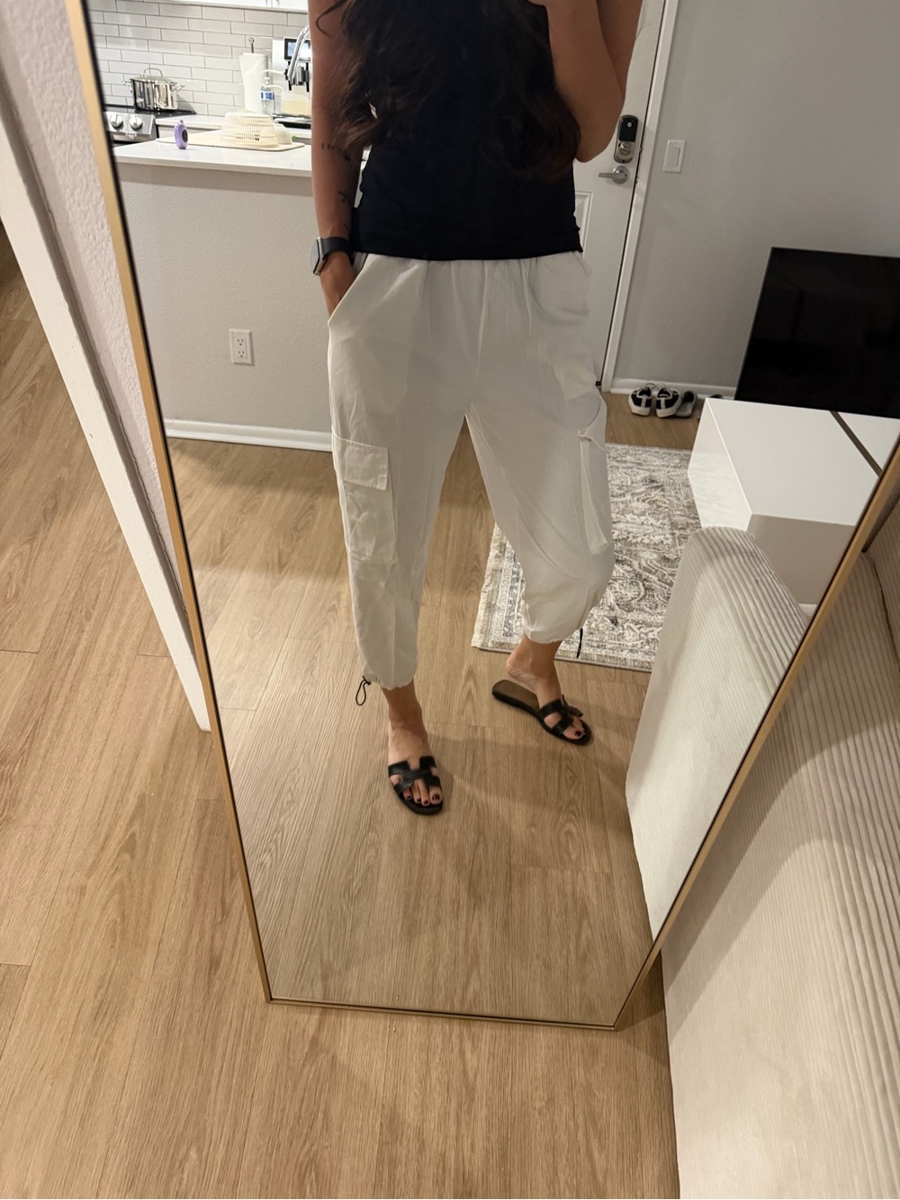 Lightweight White Cargo Jogger Pants